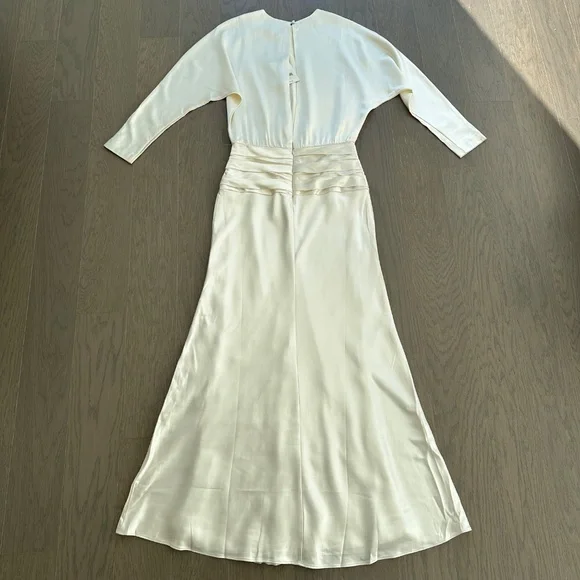 Reformation ESMEE White Ivory Silk Maxi Dress Wedding Long Sleeve with Tags - 2 - Picture 3 of 13